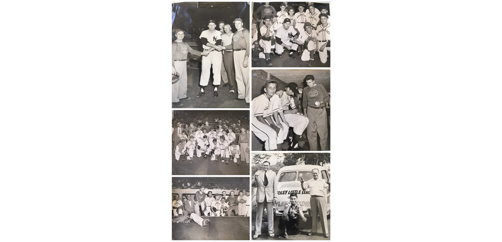 Peter J Foley players and coaches visit the New York Yankees.   Mid 1950s??